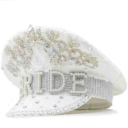 Women Bride Luxury Sequin Captain Hat